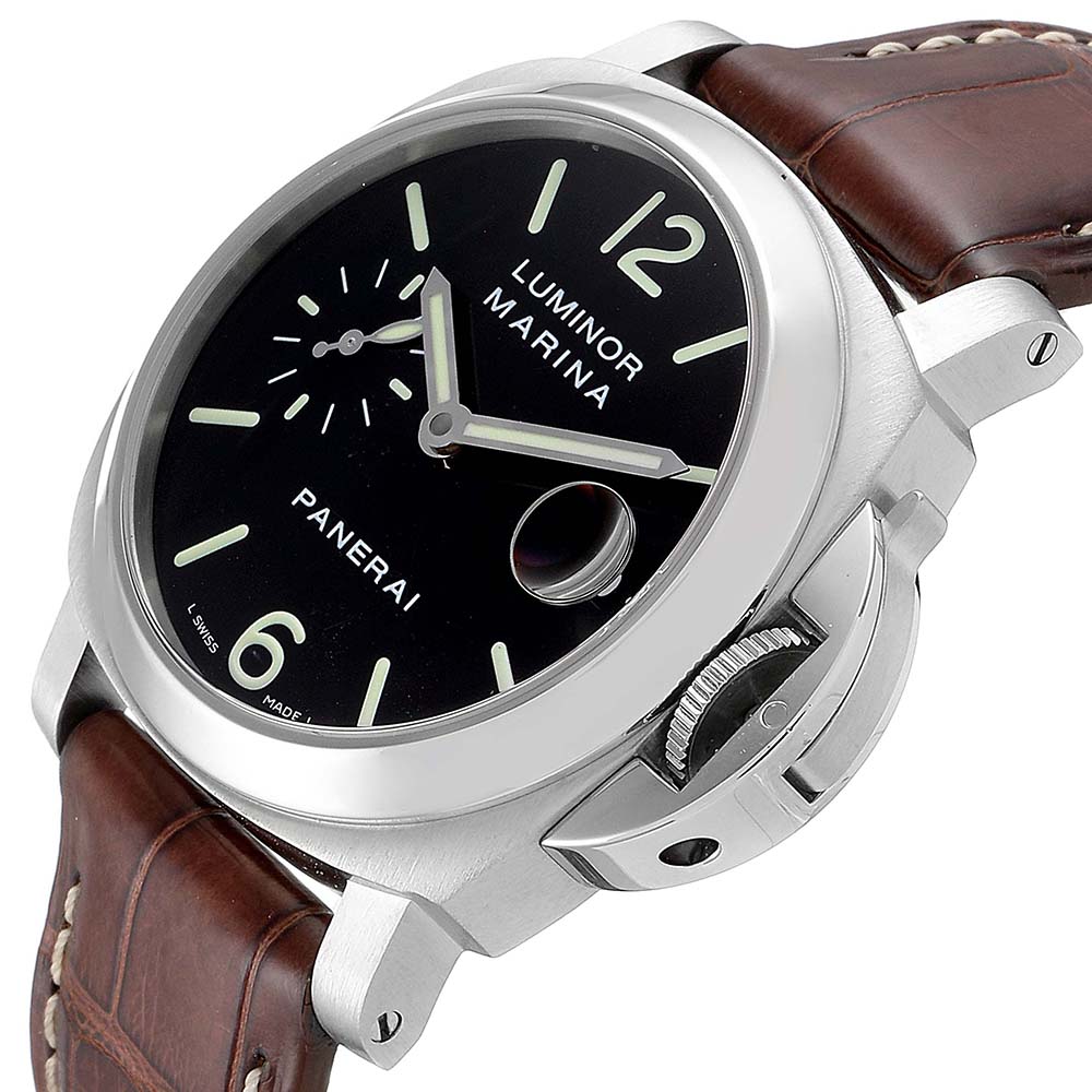 

Panerai Black Stainless Steel Luminor Marina Automatic PAM00048 Men's Wristwatch