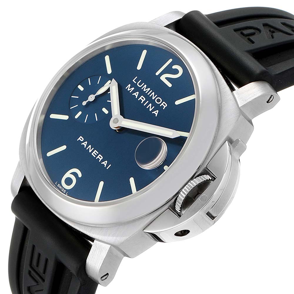 

Panerai Blue Stainless Steel Luminor Marina PAM00070 Men's Wristwatch