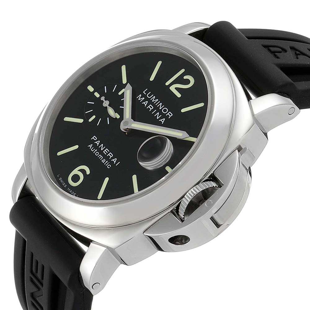 

Panerai Black Stainless Steel Luminor Marina Automatic PAM00104 Men's Wristwatch