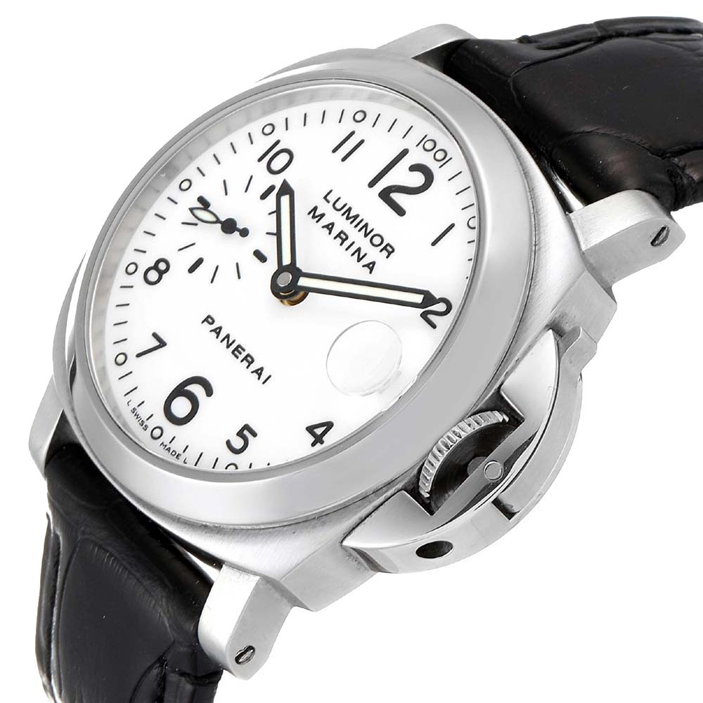 

Panerai White Stainless Steel Luminor Marina PAM00049 Men's Wristwatch