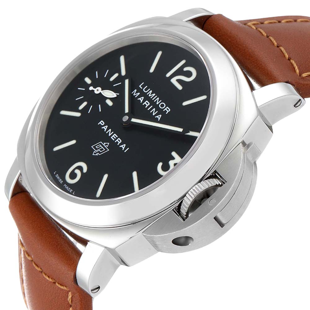 

Panerai Black Stainless Steel Luminor Marina PAM00005 Men's Wristwatch