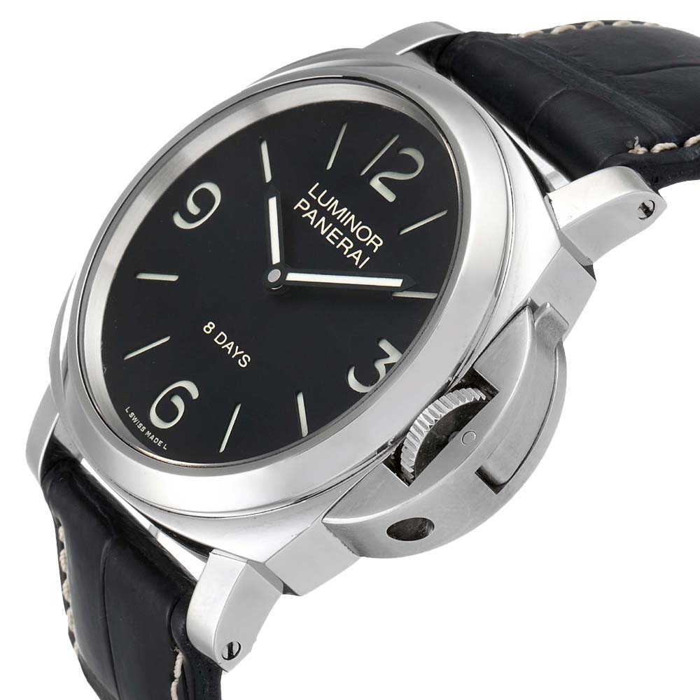 

Panerai Black Stainless Steel Luminor Base 8 Days Acciaio Automatic PAM00560 Men's Wristwatch 44 MM