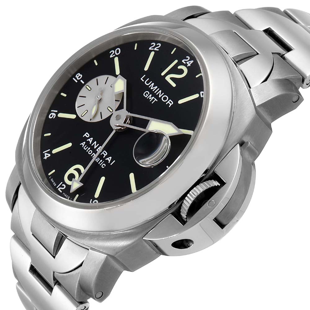 

Panerai Black Stainless Steel Luminor GMT Automatic PAM00161 Men's Wristwatch 44 MM