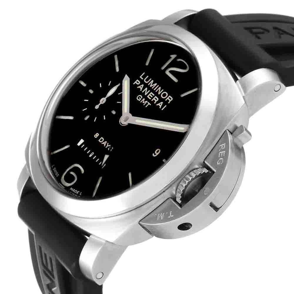 

Panerai Black Stainless Steel Luminor 1950 8 Days GMT PAM00233 Men's Wristwatch 44 MM