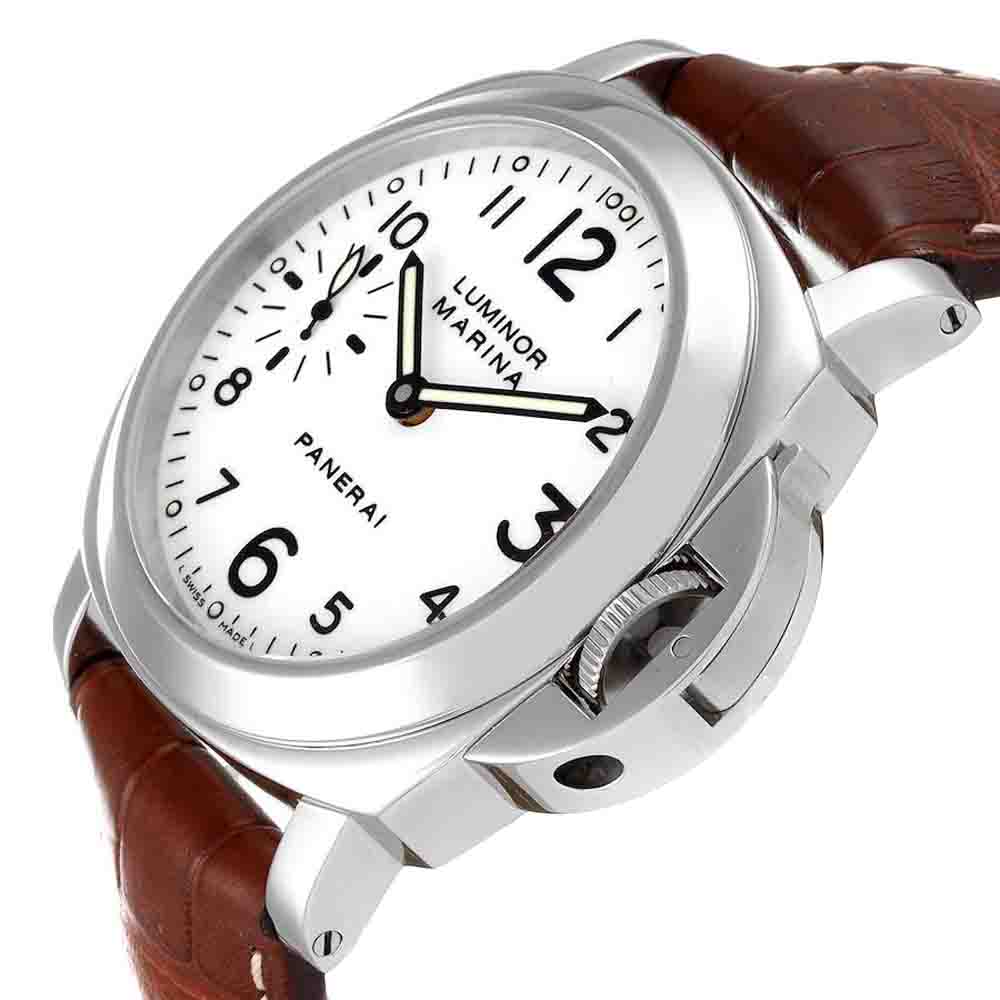 

Panerai White Stainless Steel Luminor Marina PAM00113 Men's Wristwatch 44 MM