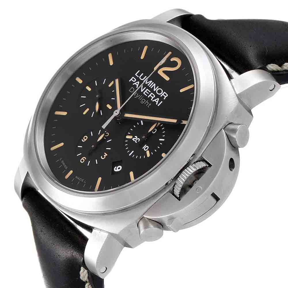 

Panerai Black Stainless Steel Luminor Daylight Chronograph PAM00356 Men's Wristwatch 44 MM