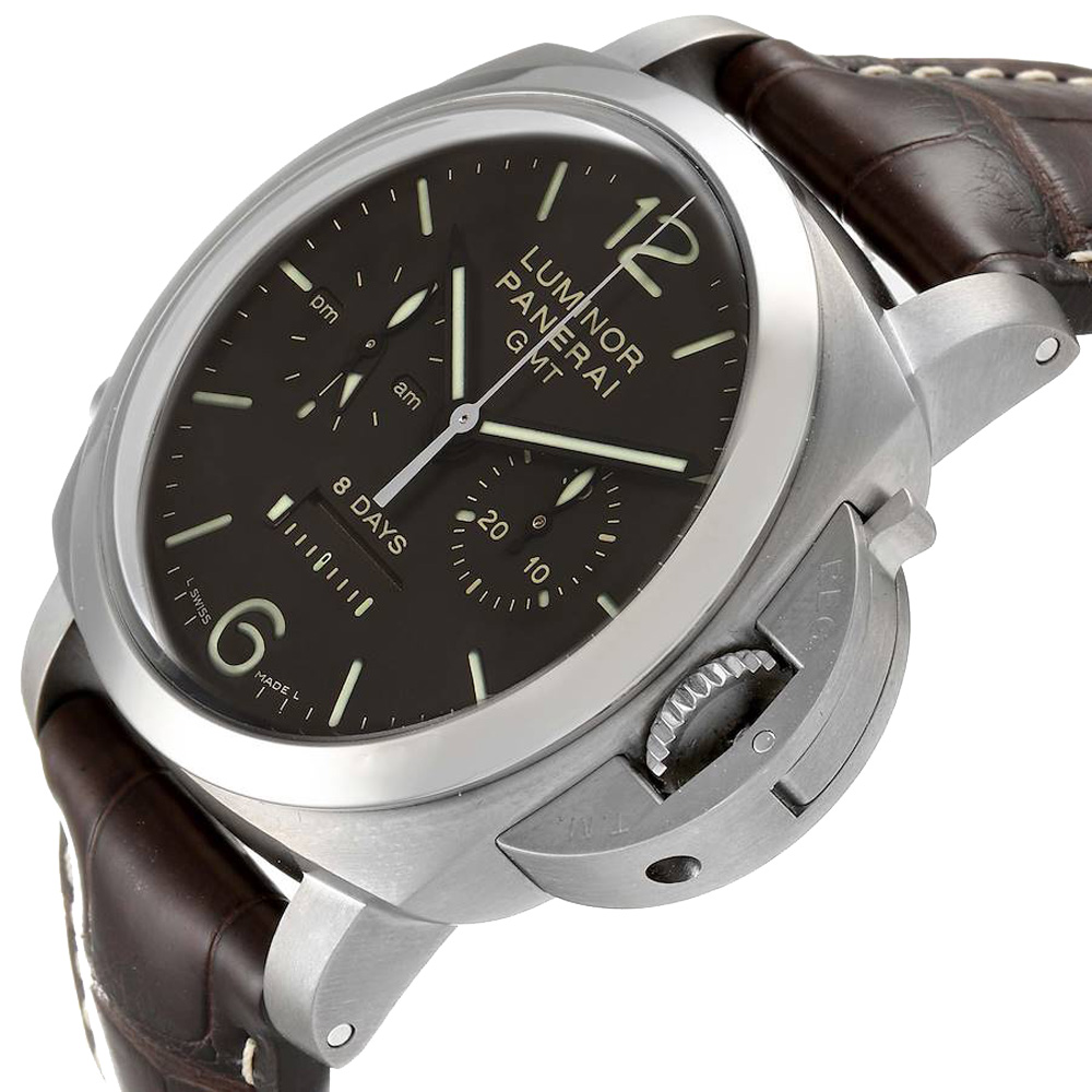 

Panerai Black Titanium Luminor Monopulsante 8 Days GMT PAM00311 Men's Wristwatch 44 MM