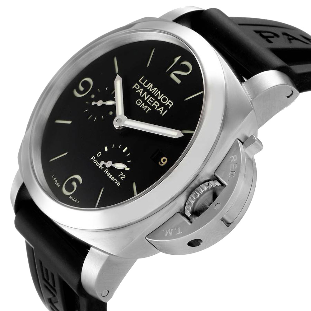 

Panerai Black Stainless Steel Luminor Marina 1950 3 Days GMT PAM321 PAM00321 Men's Wristwatch 44 MM