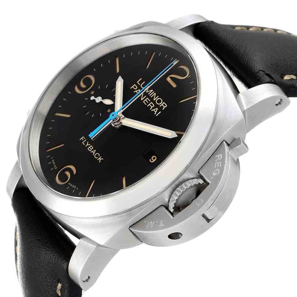 

Panerai Black Stainless Steel Luminor 1950 3 Days Chrono Flyback PAM524 PAM00524 Men's Wristwatch 44 MM