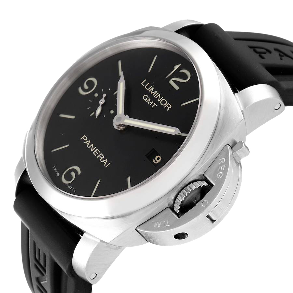 

Panerai Black Stainless Steel Luminor 1950 3 Days GMT PAM00320 Men's Wristwatch 44 MM