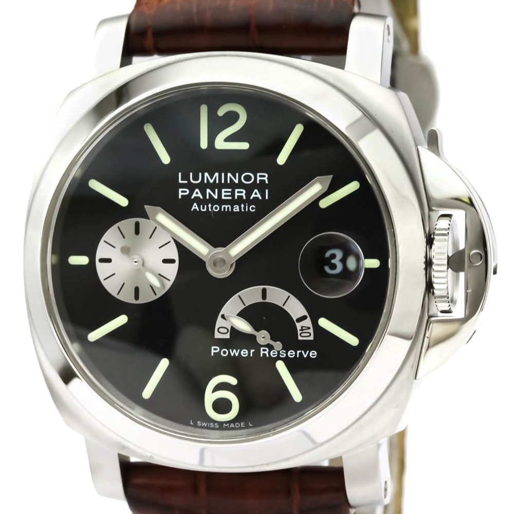 

Panerai Black Stainless Steel Luminor Power Reserve PAM00125 Automatic Men's Wristwatch 40 MM