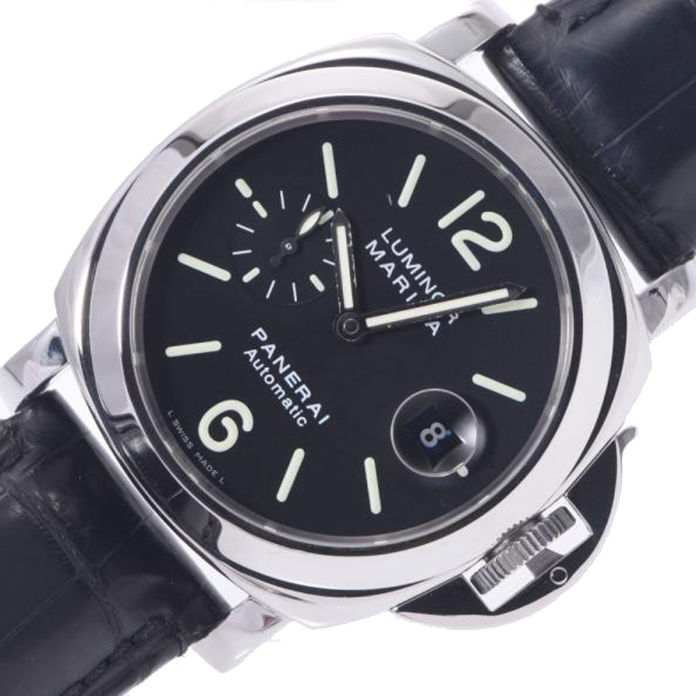 

Panerai Black Stainless Steel Luminor Marina PAM00104 Men's Wristwatch 44 mm