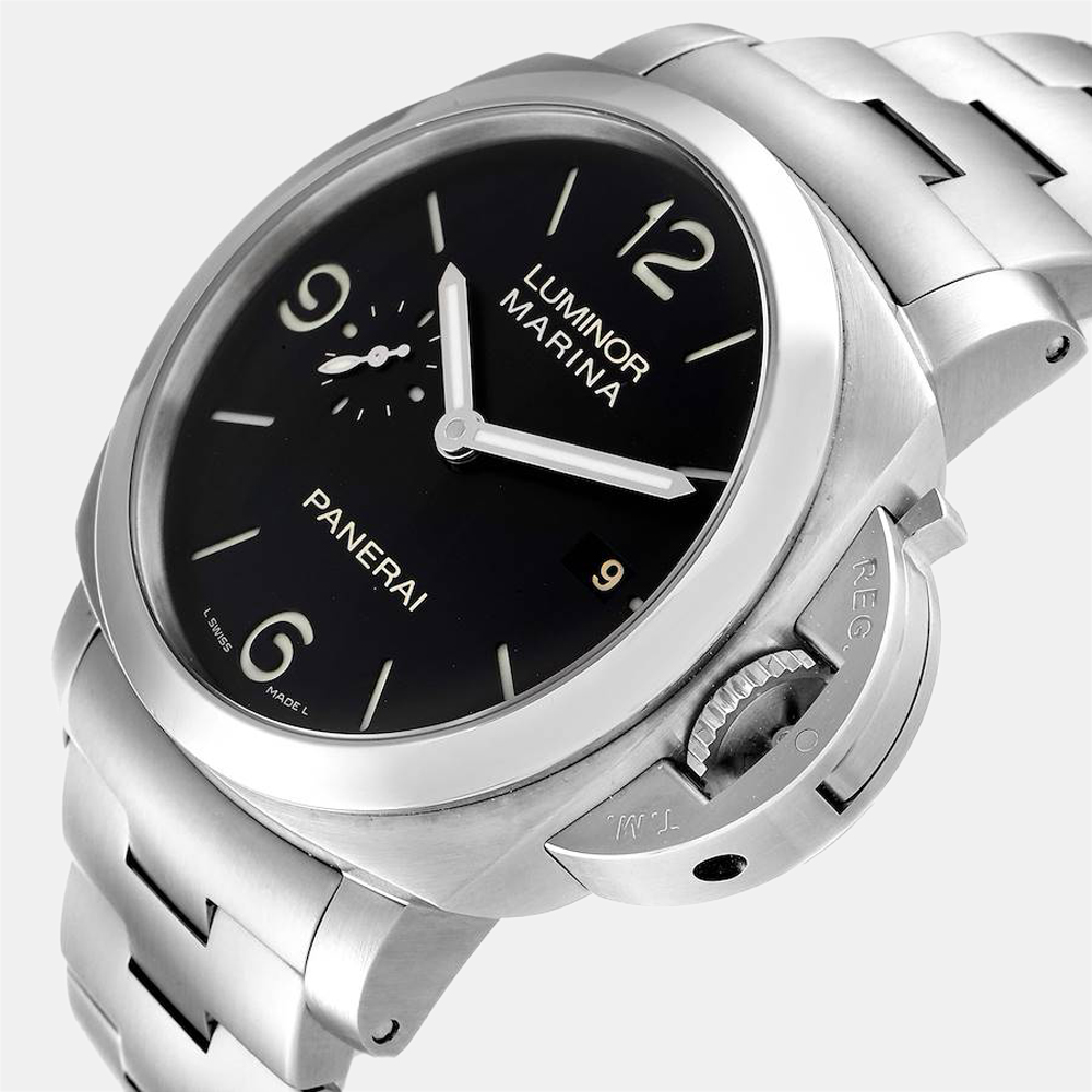 

Panerai Black Stainless Steel Luminor 1950 3 Days PAM00328 Men's Wristwatch 44 MM