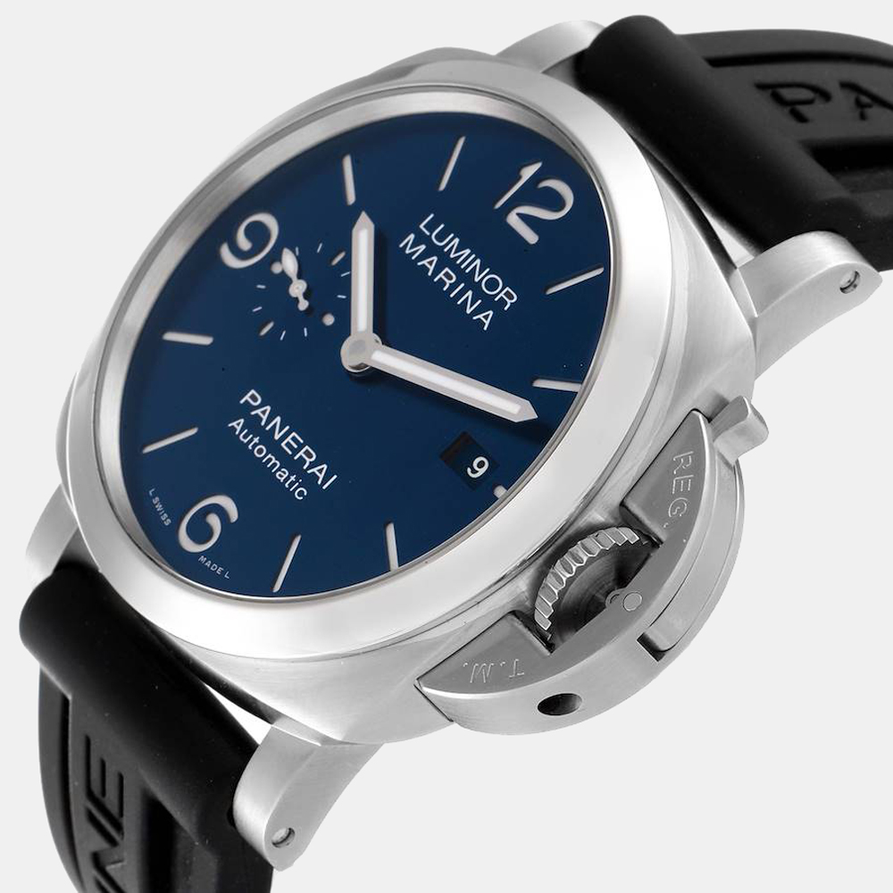 

Panerai Blue Stainless Steel Luminor Marina PAM01313 Automatic Men's Wristwatch 42 mm