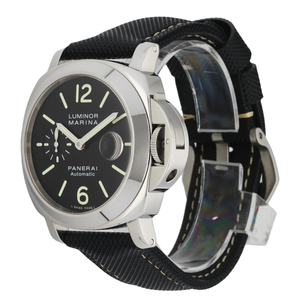 

Panerai Black Stainless Steel Luminor Marina PAM104 Men's Wristwatch 44 MM