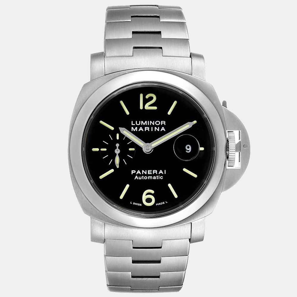 Pre-owned Panerai Black Stainless Steel Luminor Marina Pam00299 Automatic Men's Wristwatch 44 Mm