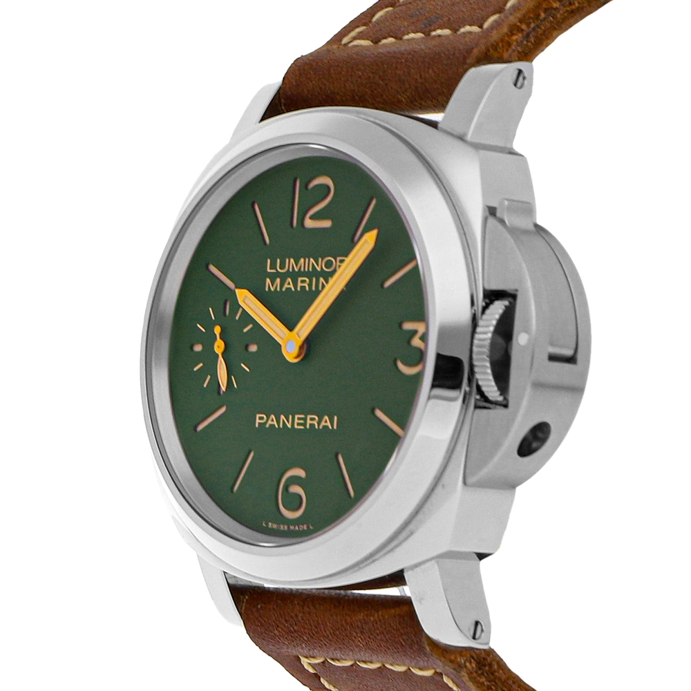 

Panerai Green Stainless Steel Luminor Marina 8-Days PAM 911 Men's Wristwatch 44 MM