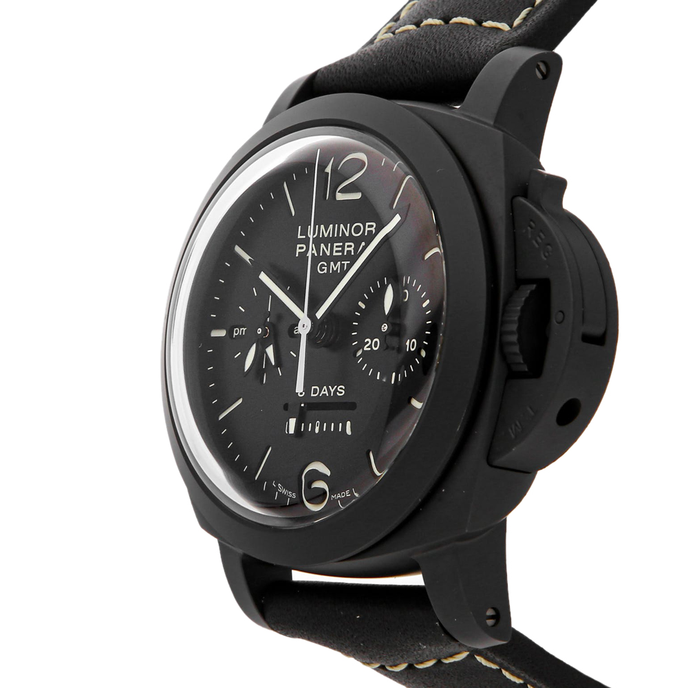 

Panerai Black Ceramic Luminor Chrono Monopulsante 8 Days GMT PAM 317 Men's Wristwatch 44 MM