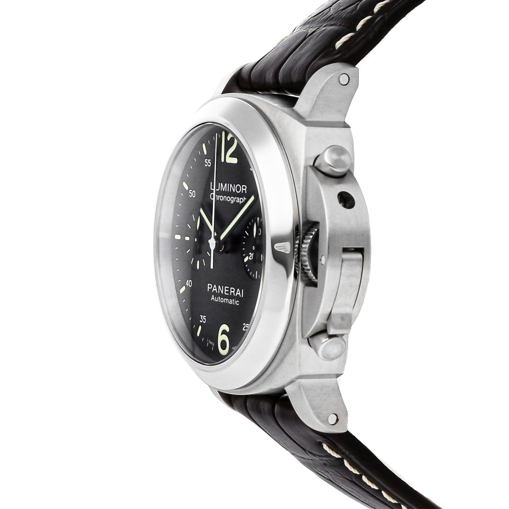 

Panerai Black Stainless Steel Luminor Chronograph PAM 310 Men's Wristwatch 40 MM