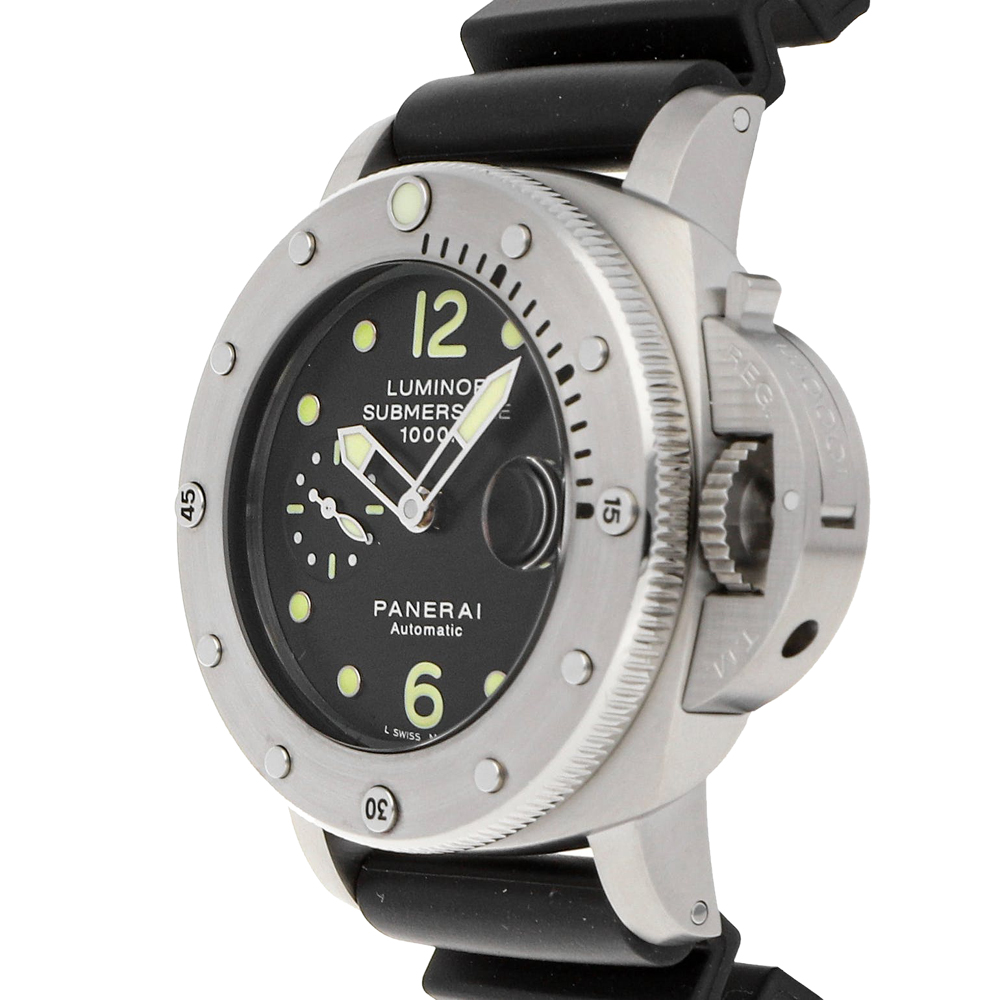 

Panerai Black Stainless Steel Luminor 1950 Submersible 1000m PAM 243 Men's Wristwatch 44 MM