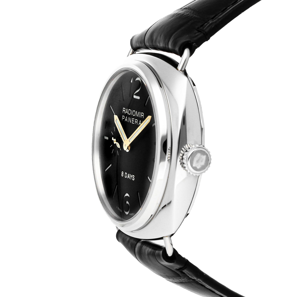 

Panerai Black Stainless Steel Radiomir 8 Days PAM 190 Men's Wristwatch 45 MM