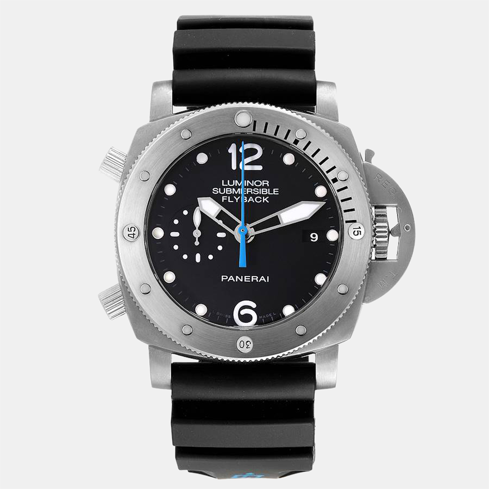 Pre-owned Panerai Black Titanium Luminor Submersible Pam00614 Automatic Men's Wristwatch 47 Mm