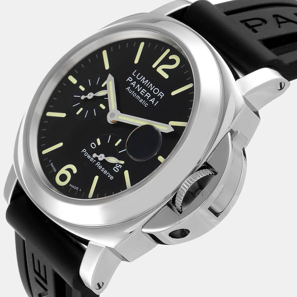 

Panerai Black Stainless Steel Luminor Power Reserve PAM01090 Automatic Men's Wristwatch 44 mm