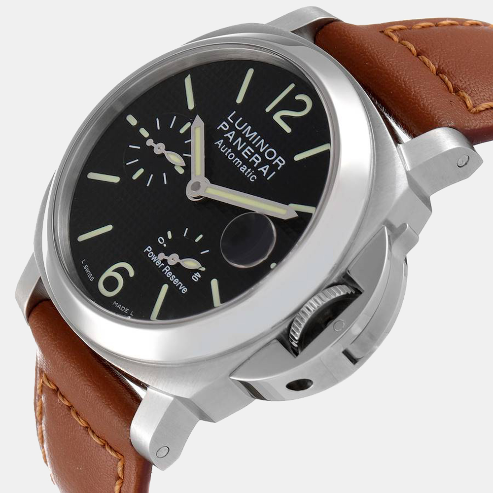 

Panerai Black Stainless Steel Luminor Power Reserve PAM00241 Automatic Men's Wristwatch 40 mm