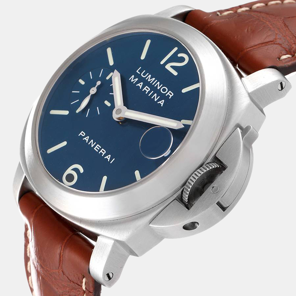 

Panerai Blue Stainless Steel Luminor Marina PAM00070 Automatic Men's Wristwatch 40 mm