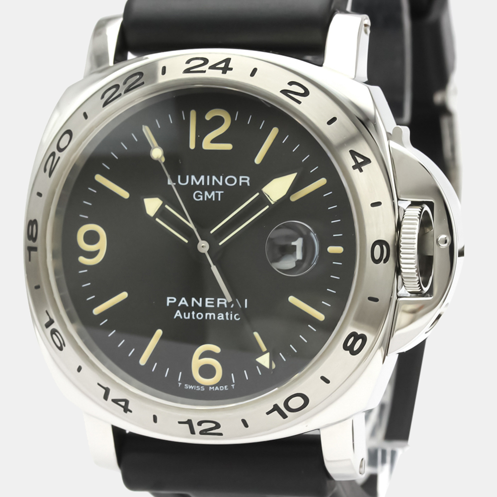 

Panerai Black Stainless Steel Luminor GMT Automatic PAM00023 Men's Wristwatch 44 mm