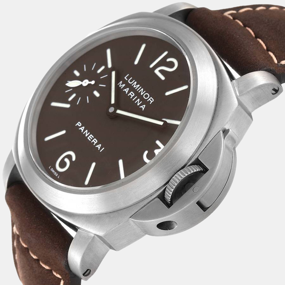 

Panerai Brown Stainless Steel Luminor PAM00118 Manual Winding Men's Wristwatch 44 mm