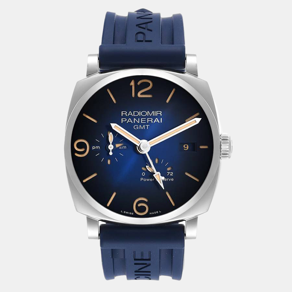 Pre-owned Panerai Blue Stainless Steel Radiomir Pam00946 Automatic Men's Wristwatch 45 Mm
