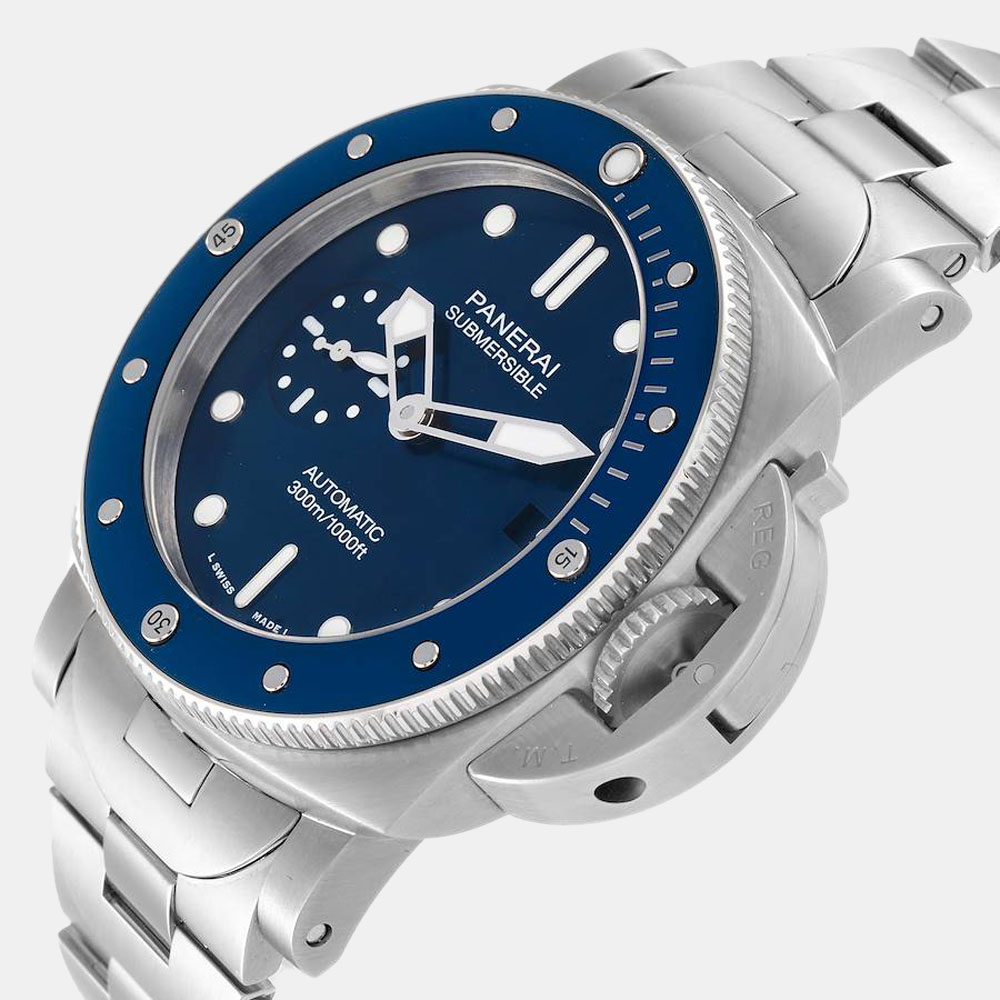 

Panerai Blue Stainless Steel Luminor Submersible PAM01068 Automatic Men's Wristwatch 42 mm