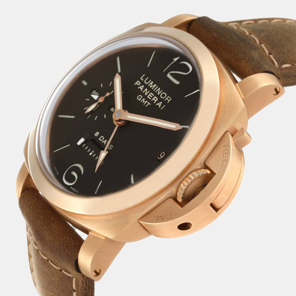 

Panerai Black 18k Rose Gold Luminor PAM00289 Manual Winding Men's Wristwatch 44 mm