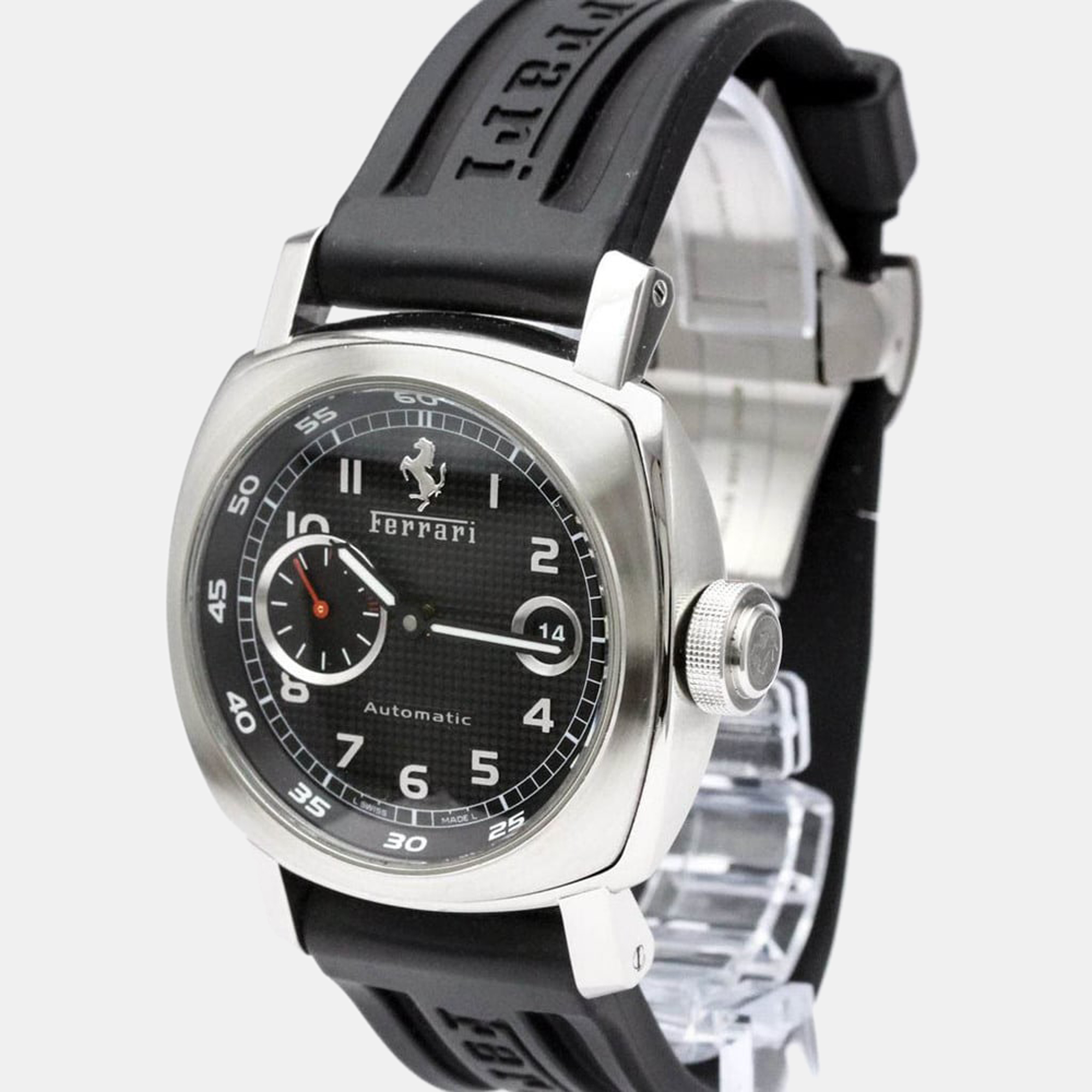 Pre-owned Panerai Black Stainless Steel Ferrari Fer00001 Automatic Men's Wristwatch 45 Mm