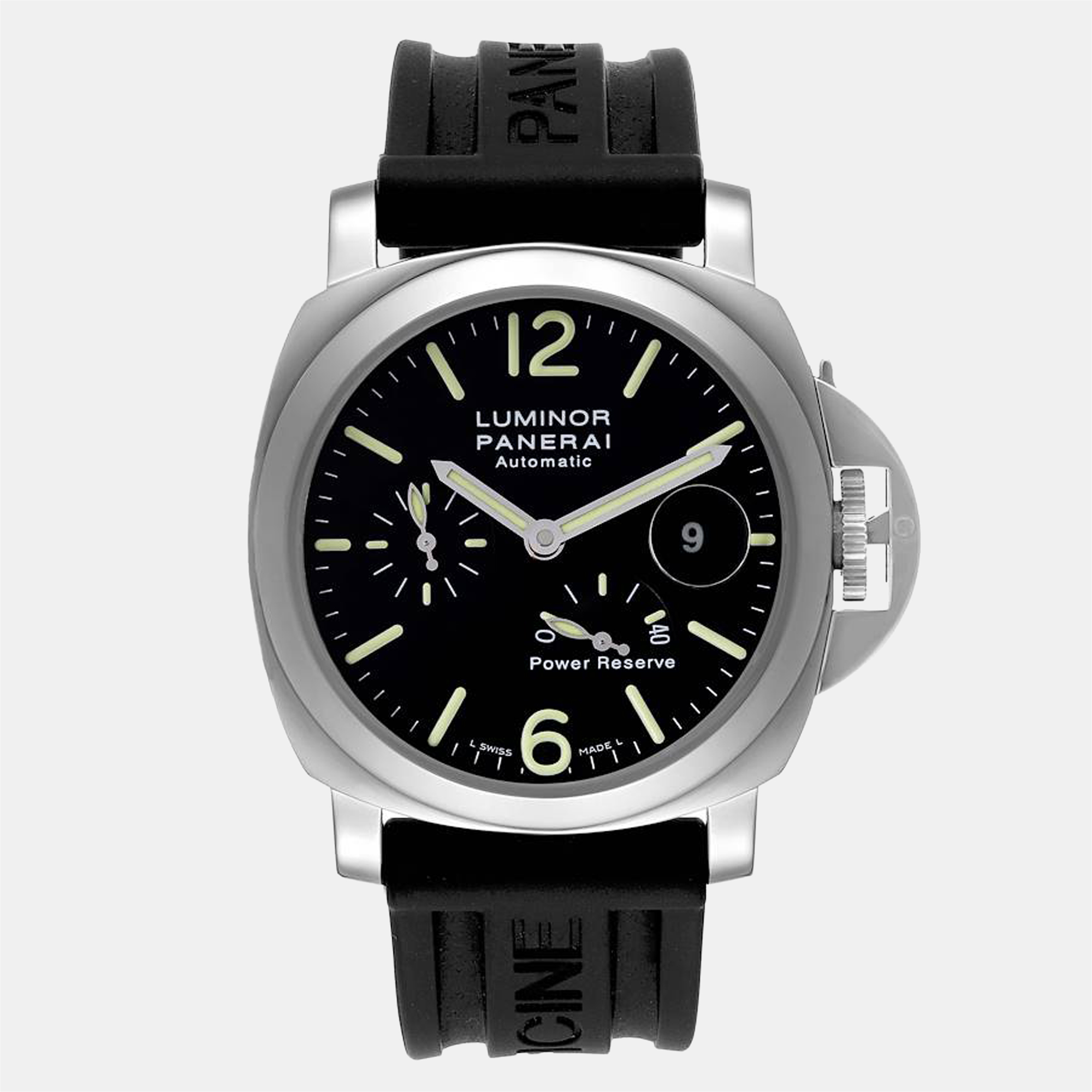 Pre-owned Panerai Black Stainless Steel Luminor Pam00090 Automatic Men's Wristwatch 44 Mm