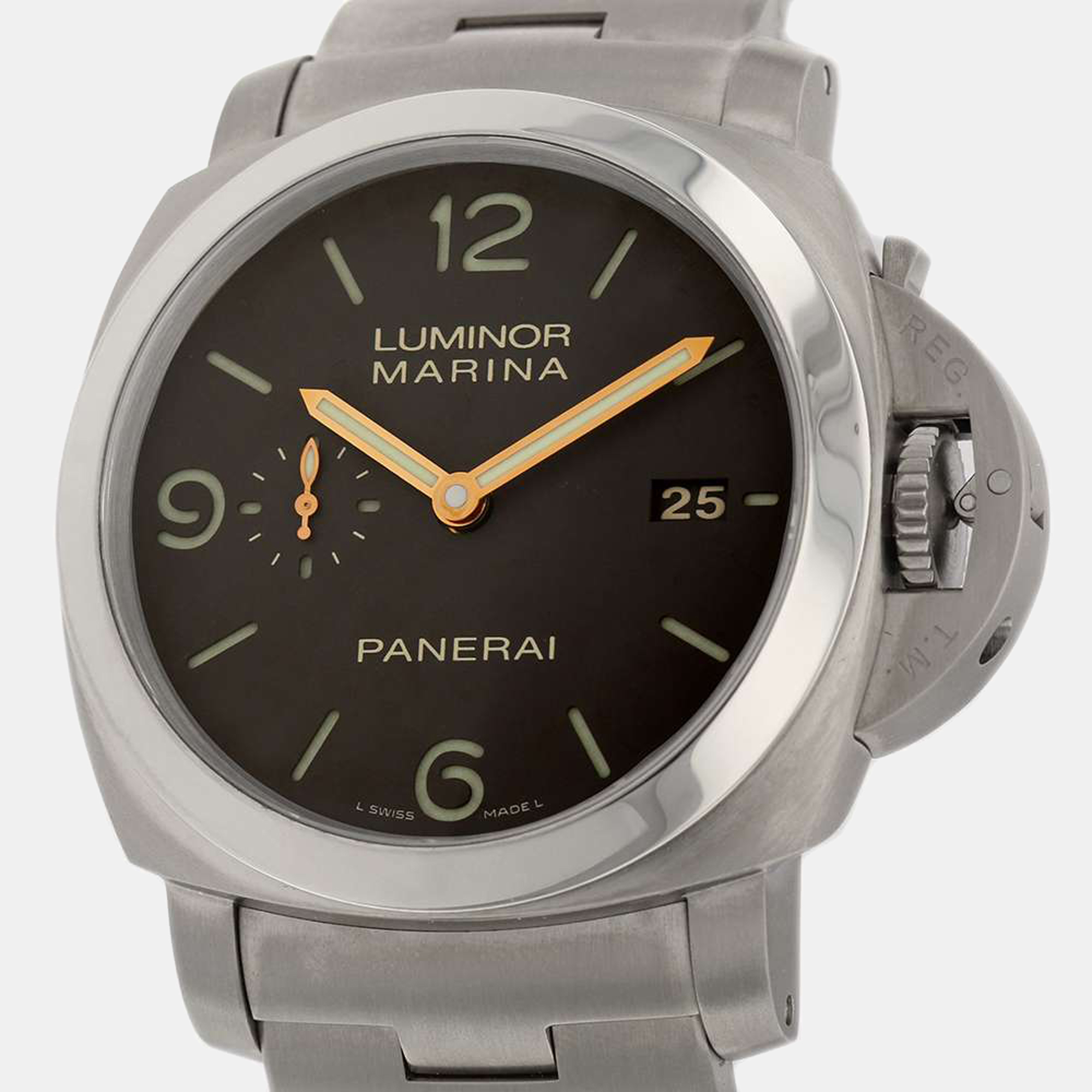 Pre-owned Panerai Grey Titanium Luminor Pam00352 Marina Automatic Men's Wristwatch 44 Mm