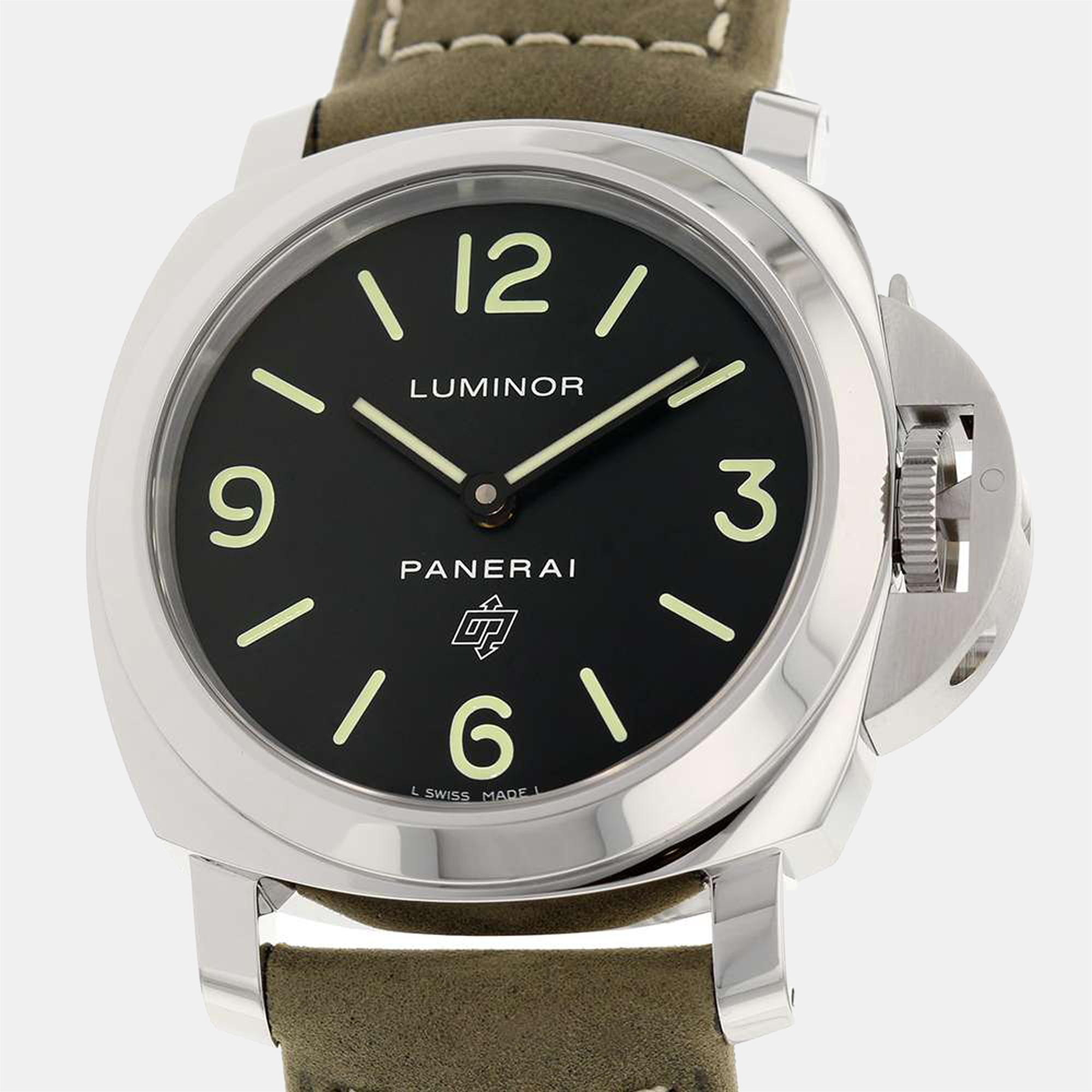 Pre-owned Panerai Black Stainless Steel Luminor Acchaio Pam01000 Men's Wristwatch 44 Mm