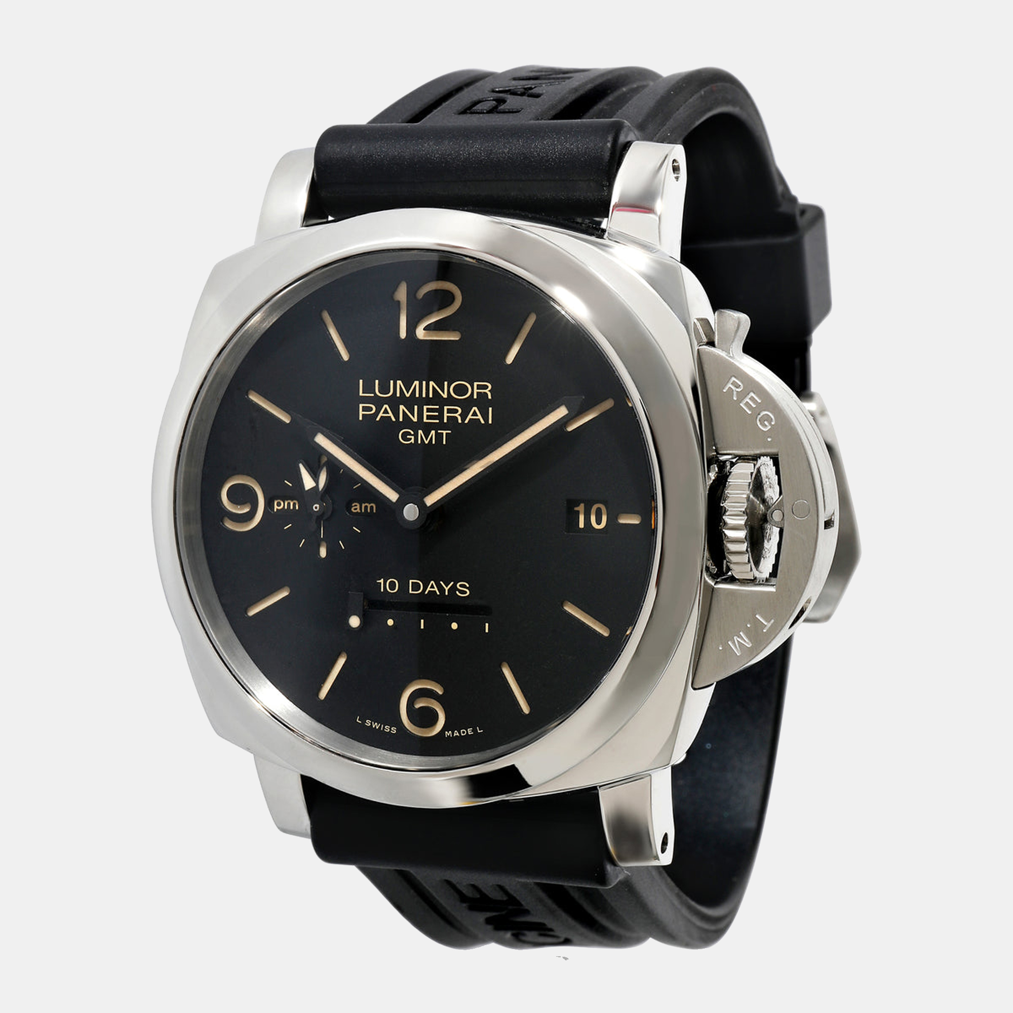 Pre-owned Panerai Black Stainless Steel Luminor Gmt Pam00533 Automatic Men's Wristwatch 44mm