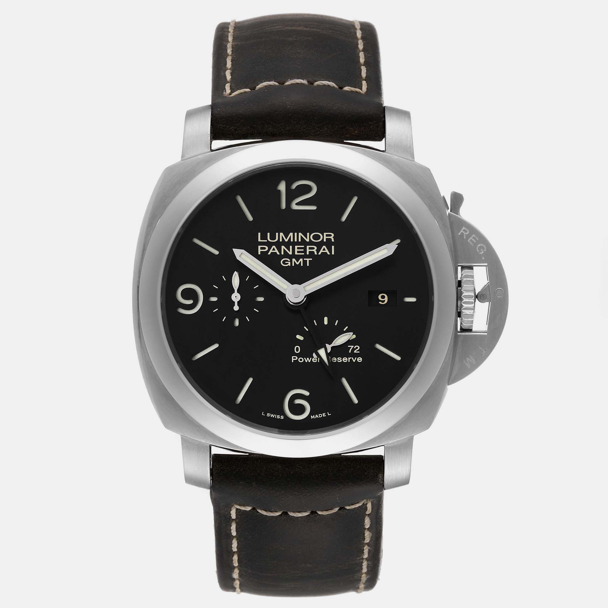 Pre-owned Panerai Black Stainless Steel Luminor Pam00321 Automatic Men's Wristwatch 44 Mm