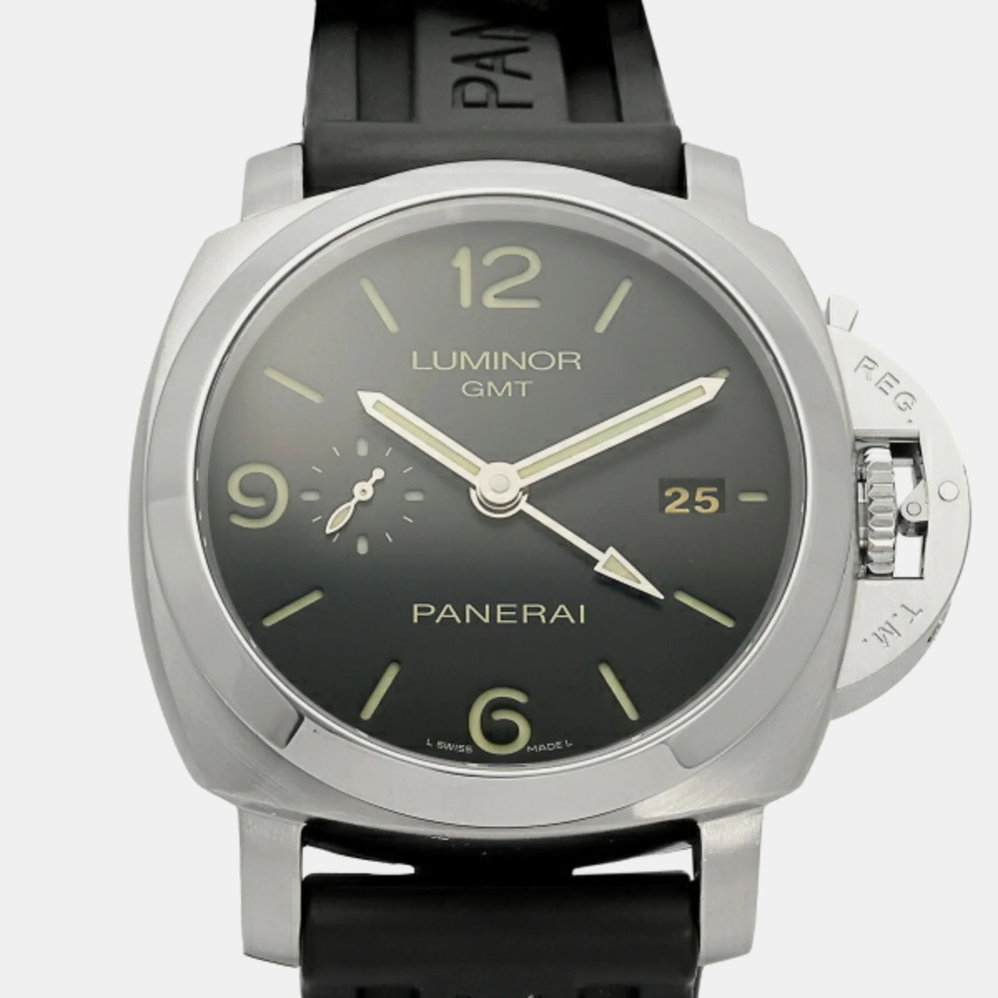 Pre-owned Panerai Black Stainless Steel Luminor Pam00320 Automatic Men's Wristwatch 44 Mm
