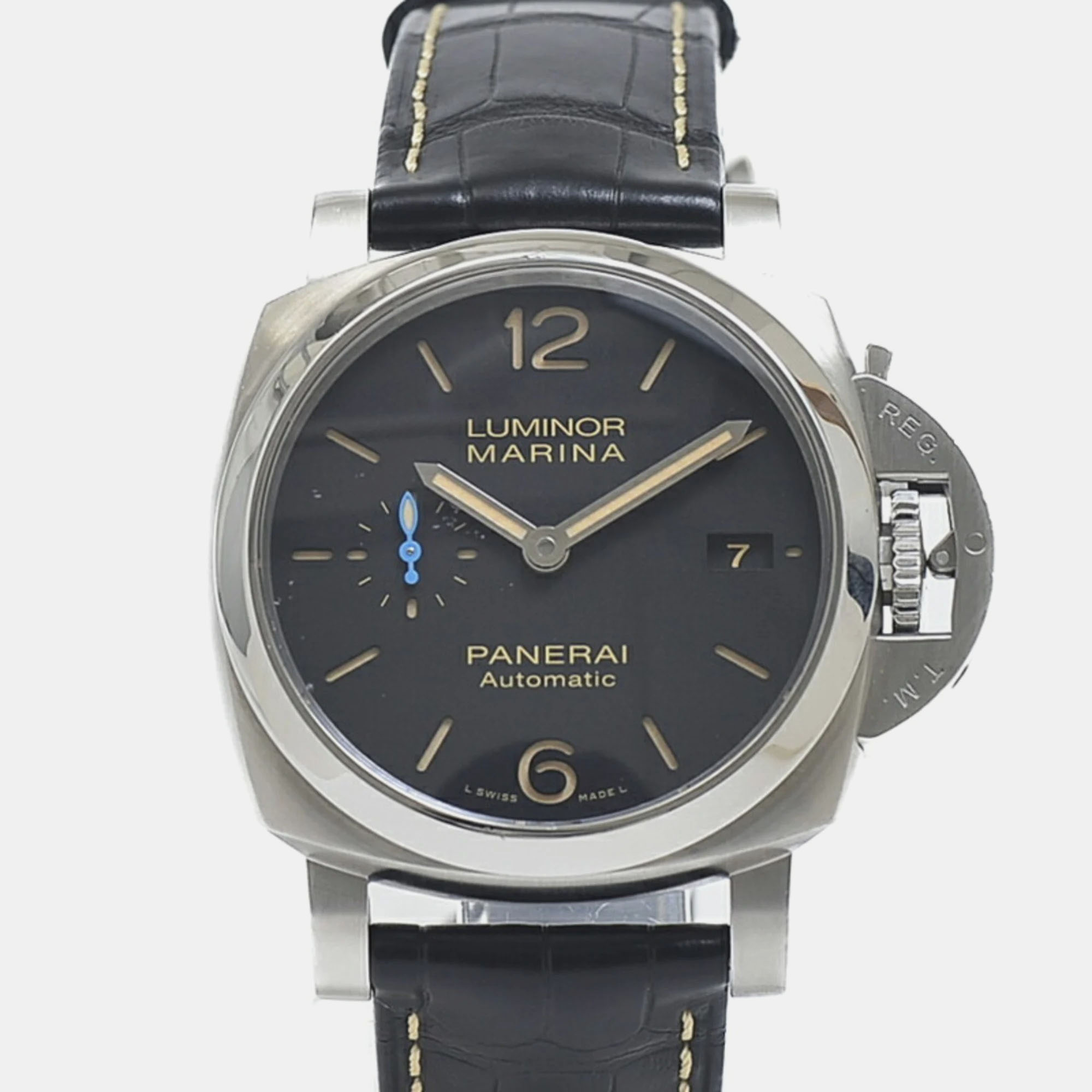 

Panerai Black Stainless Steel Luminor Marina PAM01392 Automatic Men's Wristwatch 42 mm