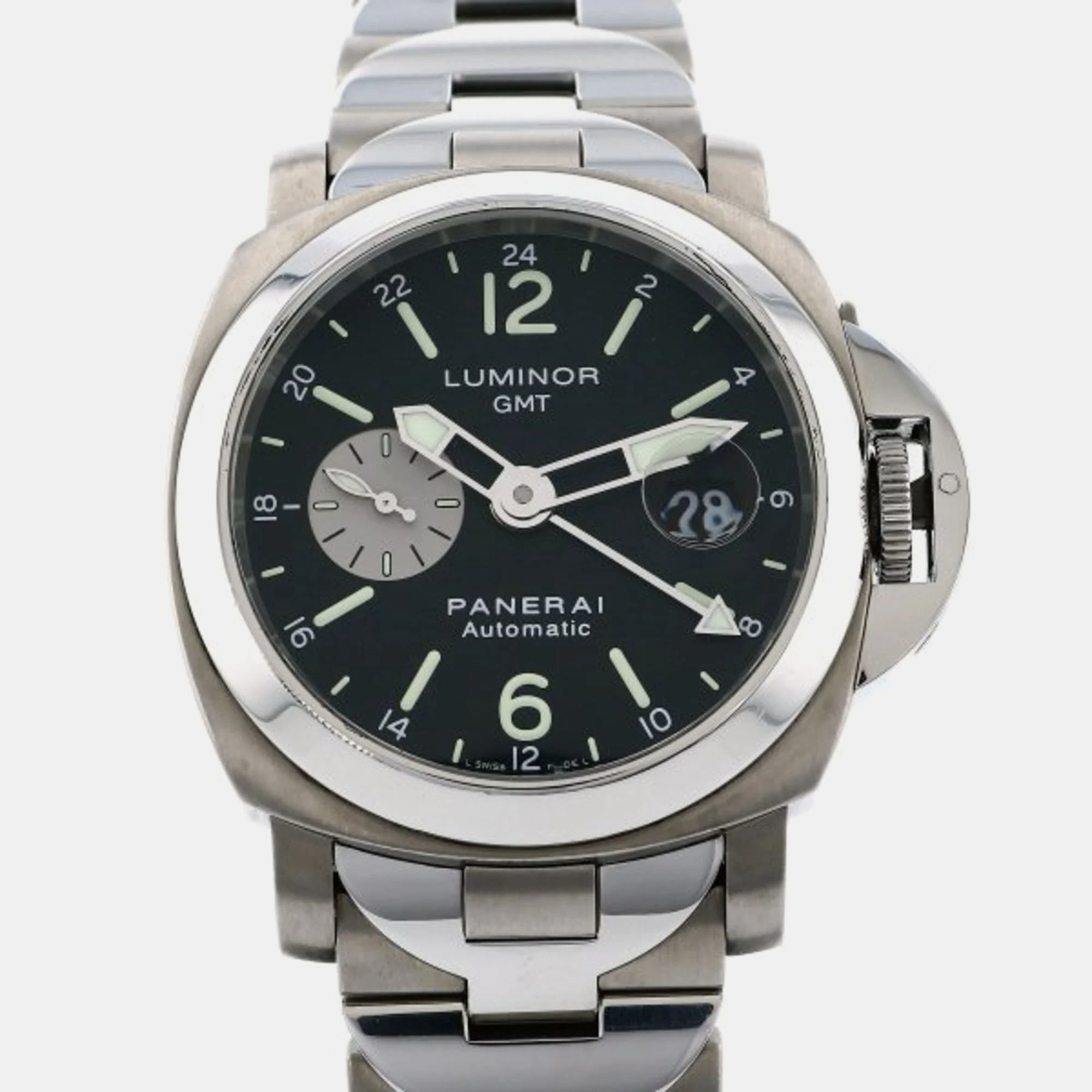 

Panerai Black Stainless Steel Titanium Luminor PAM00161 Automatic Men's Wristwatch 44 mm