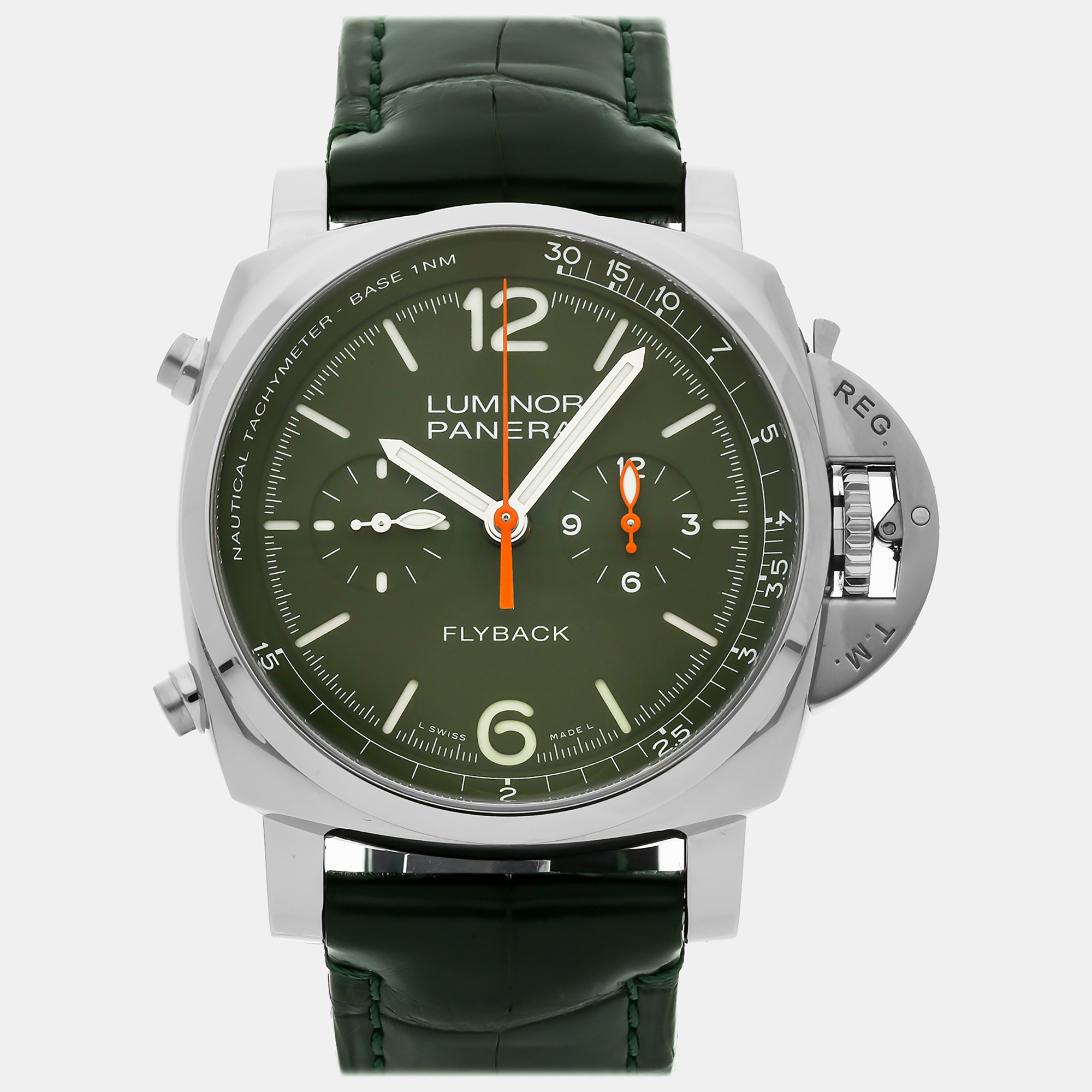 Pre-owned Panerai Green Stainless Steel Luminor Pam01296 Automatic Men's Wristwatch 44 Mm