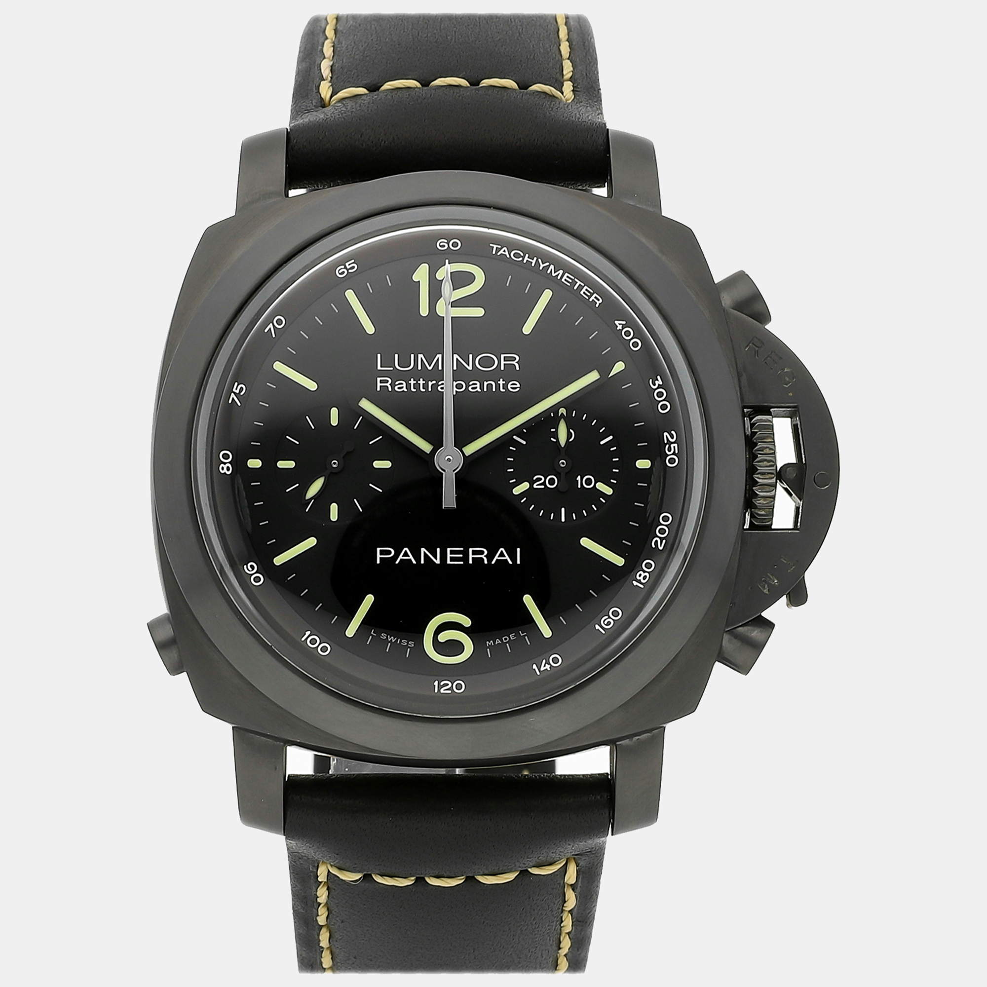 Pre-owned Panerai Black Stainless Steel Luminor Pam00357 Automatic Men's Wristwatch 44 Mm