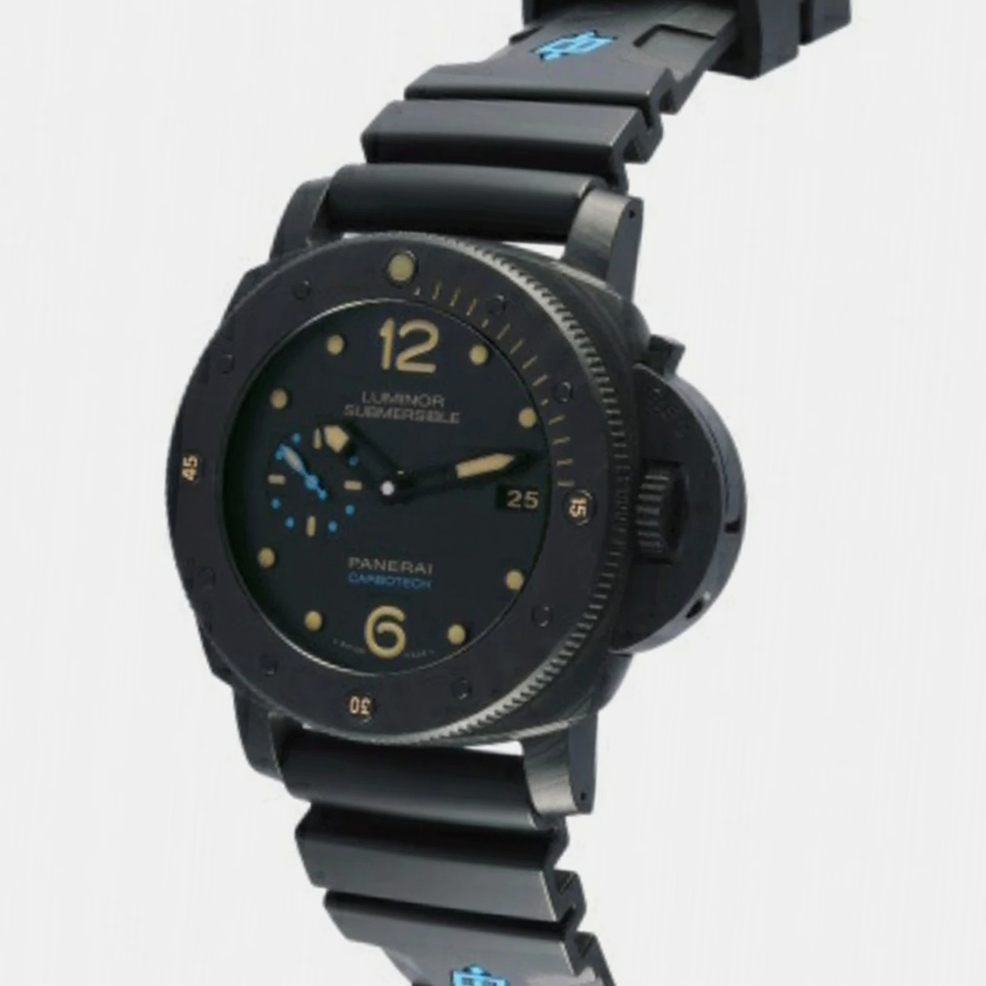 Pre-owned Panerai Black Titanium Submersible Pam00616 Automatic Men's Wristwatch 47 Mm