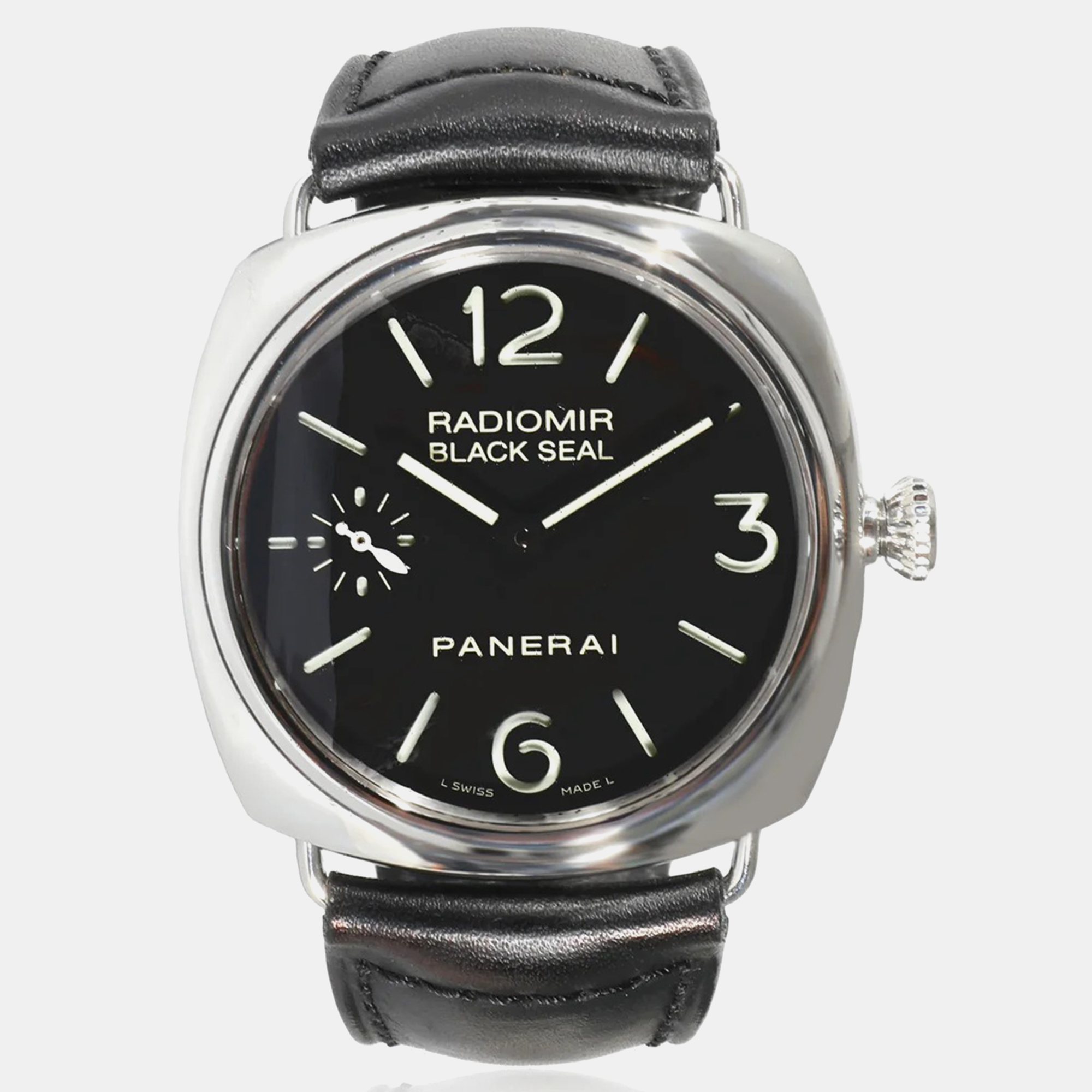 Pre-owned Panerai Black Stainless Steel Radiomir Pam00183 Automatic Men's Wristwatch 45 Mm