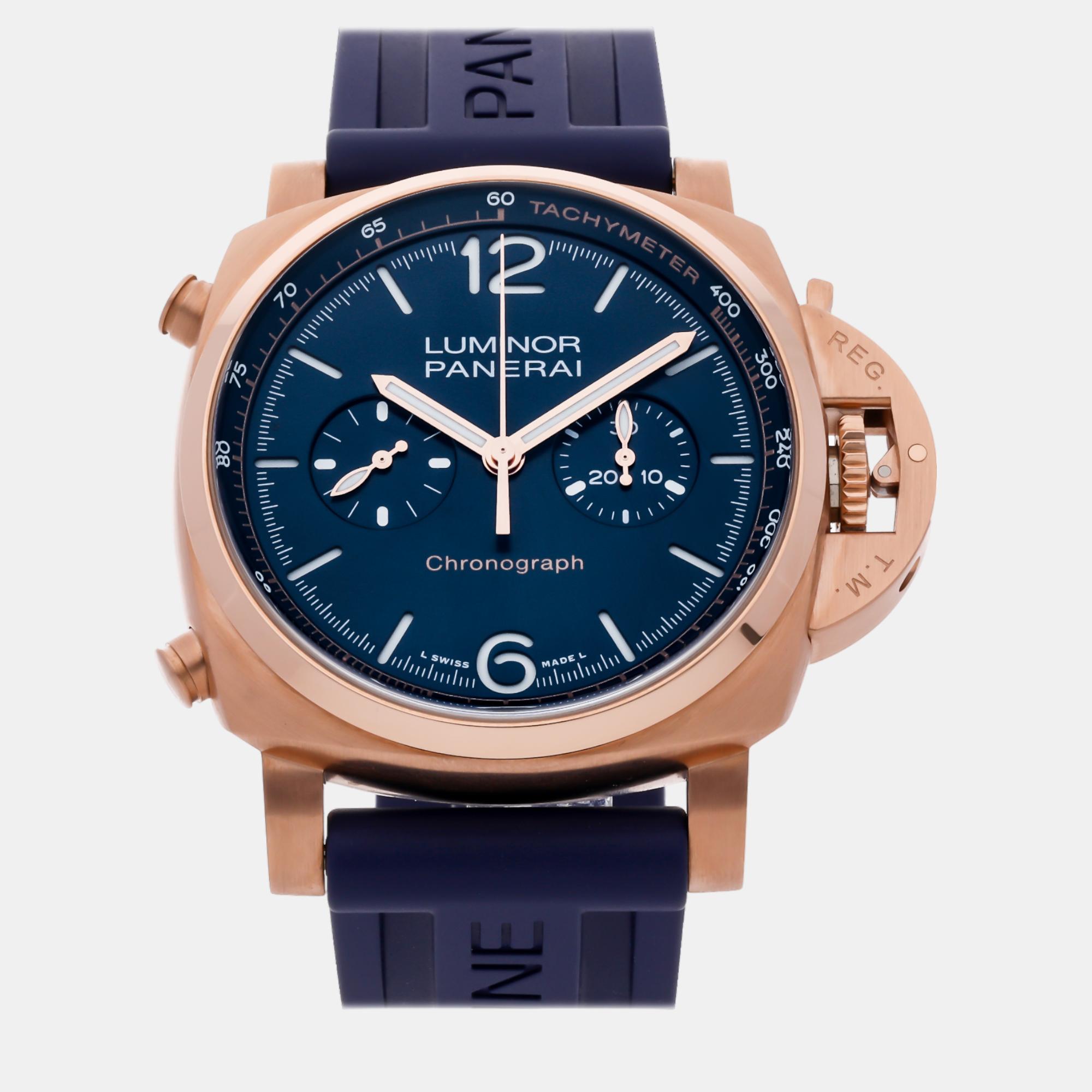 

Panerai Blue 18k Rose Gold Luminor Automatic Men's Wristwatch 44 mm