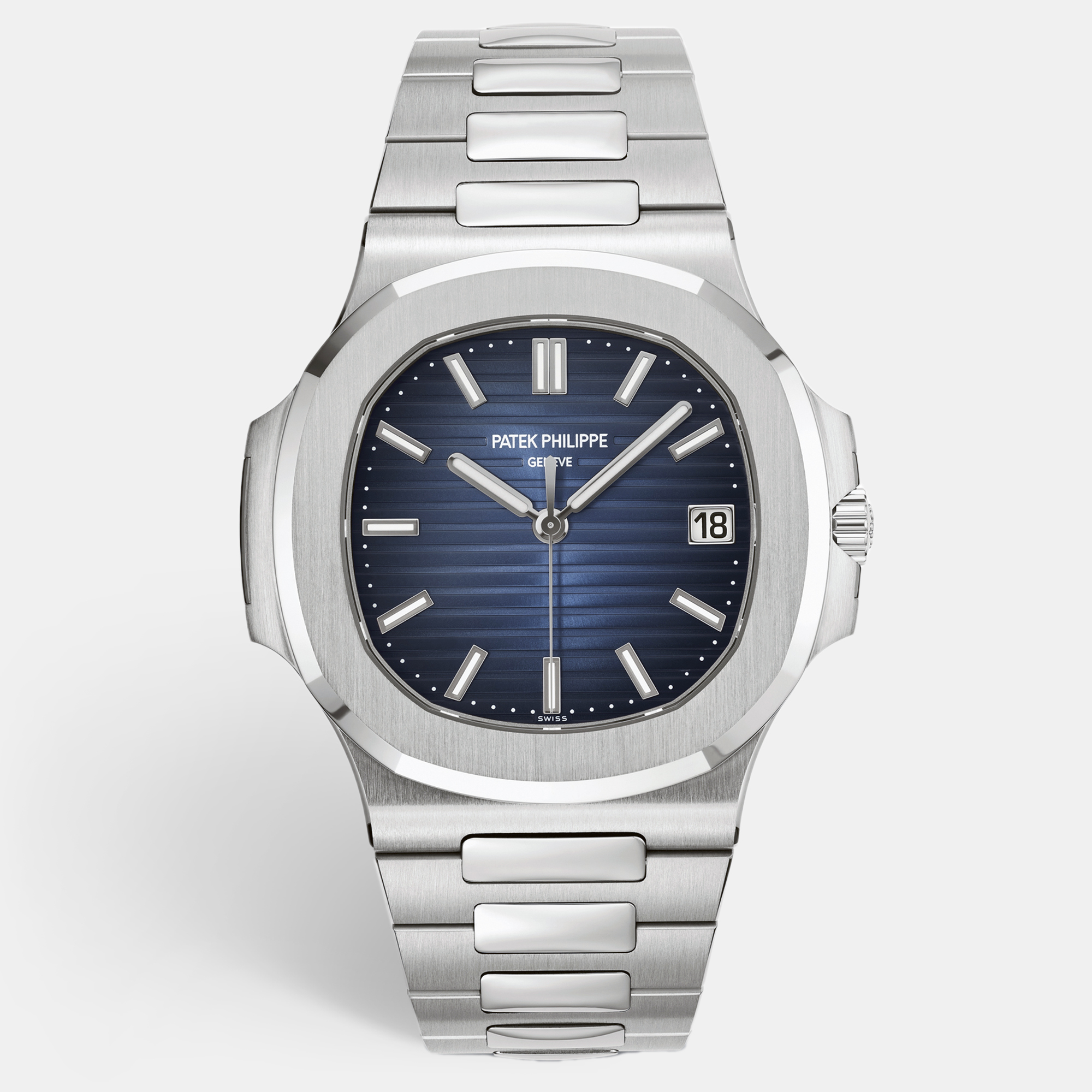 Pre-owned Patek Philippe Blue Stainless Steel 5711 Nautilus Men's Wristwatch 40 Mm