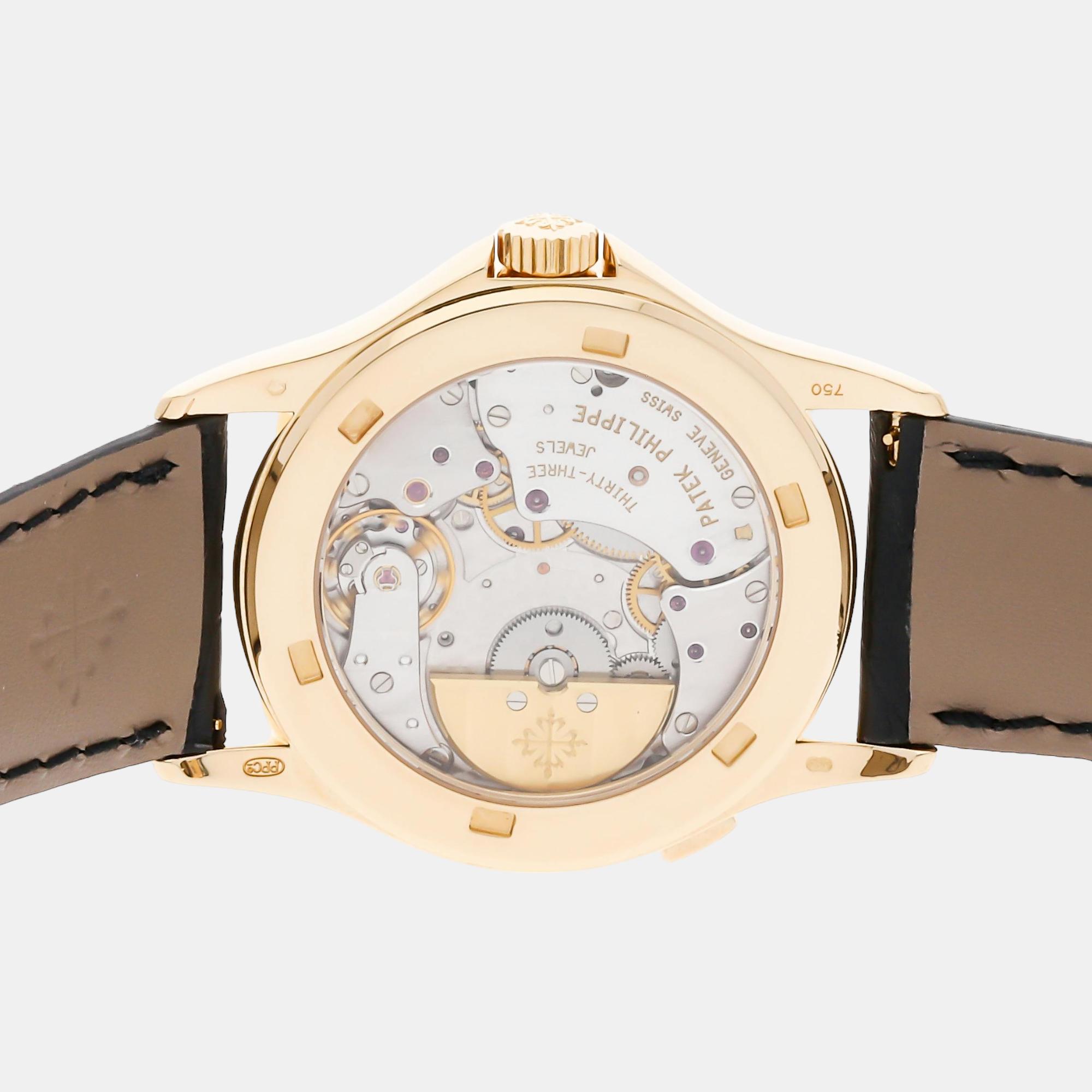 Patek Philippe Silver 18k Yellow Gold Complications 5110J-001 Automatic Men`s Wristwatch 37 mm 
